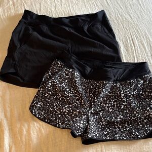 Black and Patterned Swim Shorts